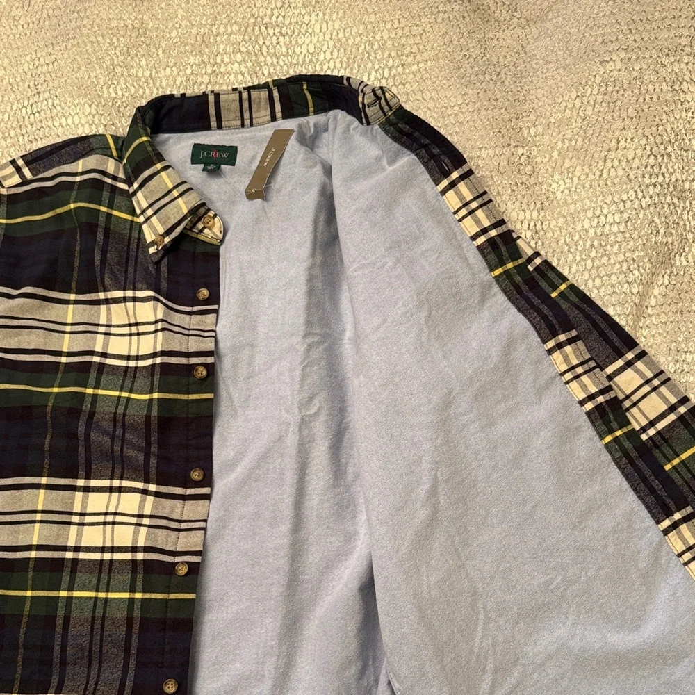 J. Crew Men's Double-faced brushed cotton oxford overshirt in Navy, Green, White